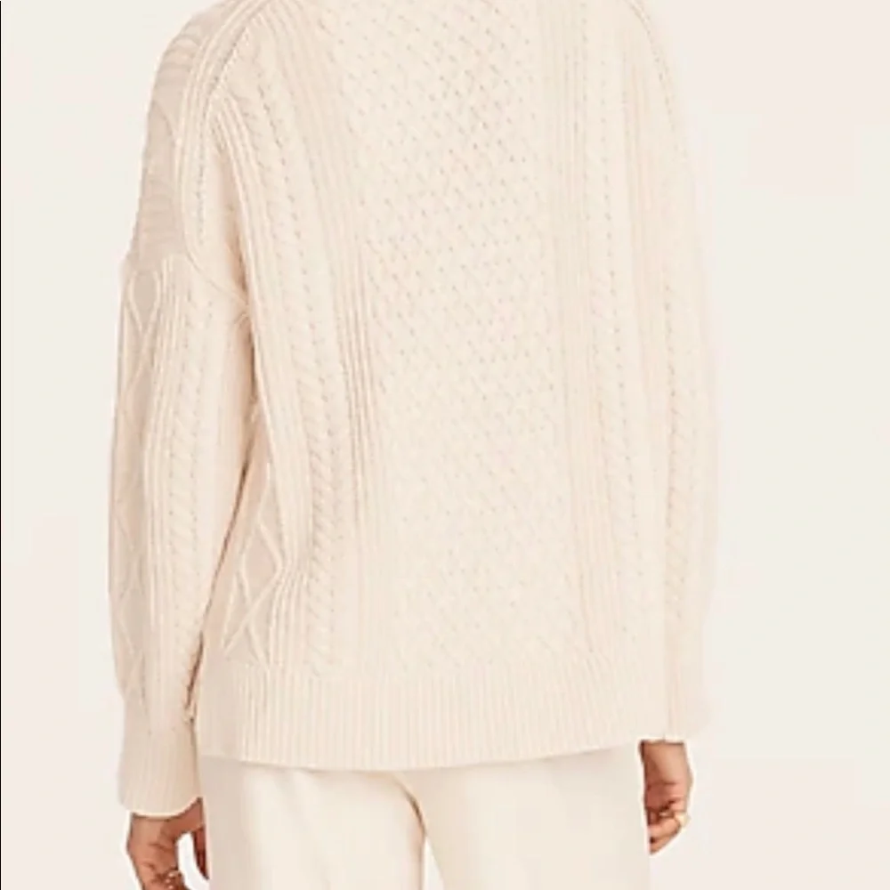 J Crew Long Cotton Cable Knit Mockneck Sweater Style BD709 - Picture 4 of 16